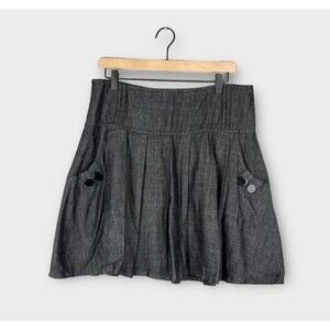 The Pyramid Collection Mini Skirt Medium Pleated Denim Y2K 90s Punk Grunge Goth